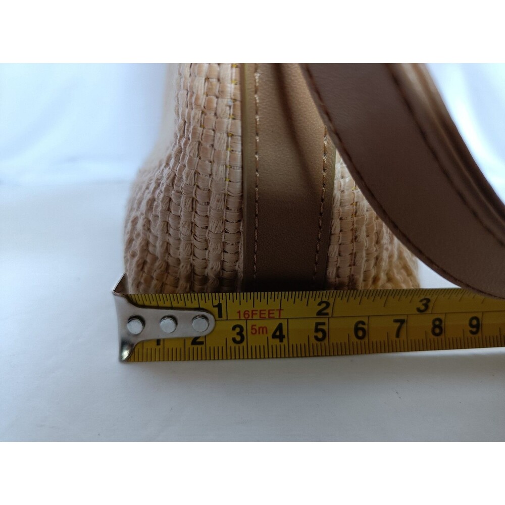 Vintage FOSSIL Brand Woven Natural Straw Leather Trim Shoulder Purse Handbag - Picture 12 of 13